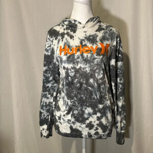 kids grey & white tie dye Hurley hoodie size large